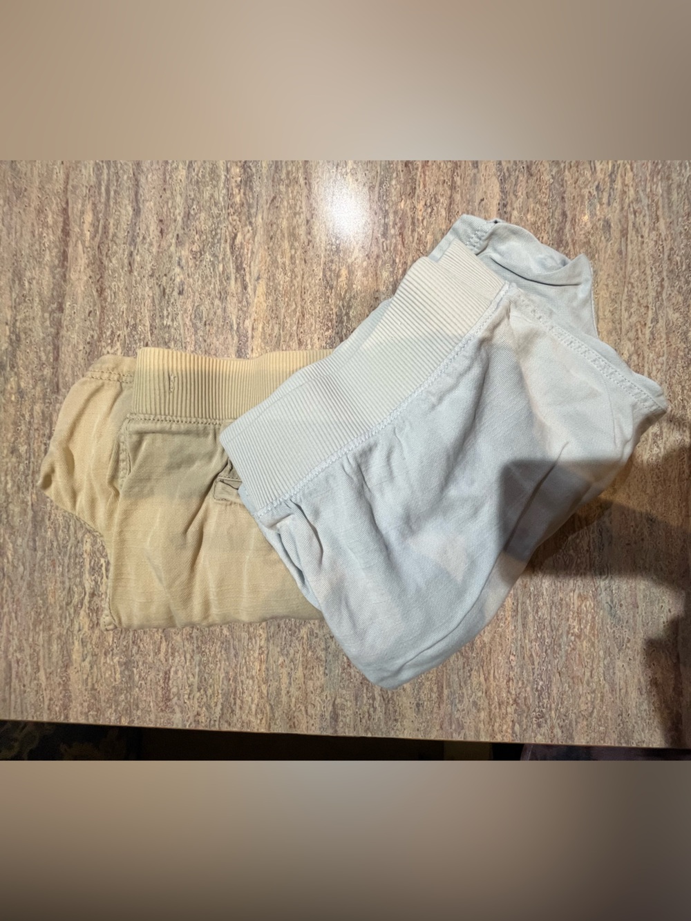 Sonoma Two (2) Pair XL Light Blue & Tan Ribbed Waistband Shorts EUC
